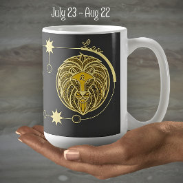 Caneca De Café Leo Zodiac - Sinal Astrologia Mandala - Amarelo