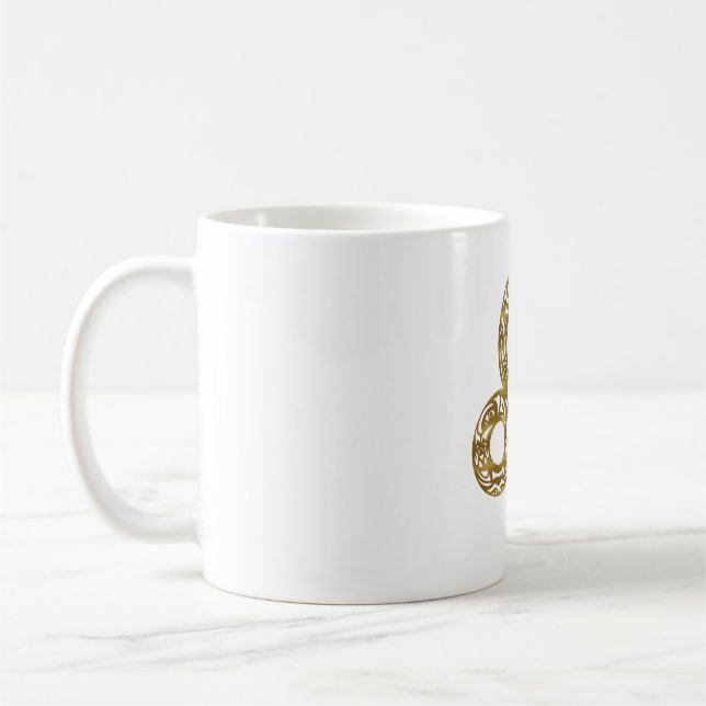 Caneca De Café Leo Zodiac - Tribal Dourado (Esquerda)
