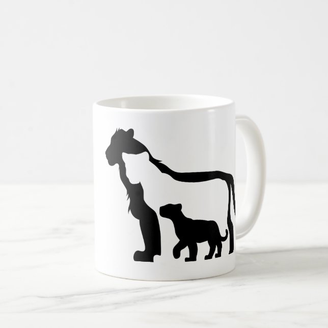 Caneca De Café Leões Pretos e Brancos (Frente Esquerda)