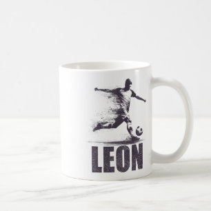 Caneca De Café Leon Futebol Meninos Nome Personalizado Leon 