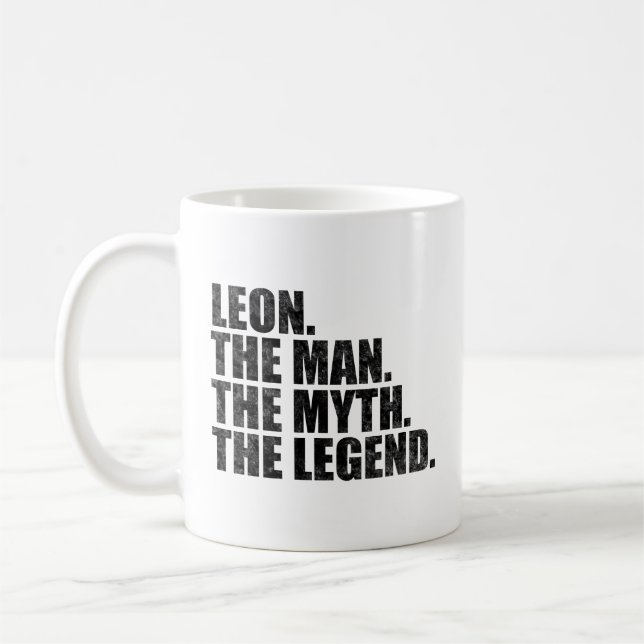 Caneca De Café Leon nome, Leon O Homem O Mito A Lenda (Esquerda)
