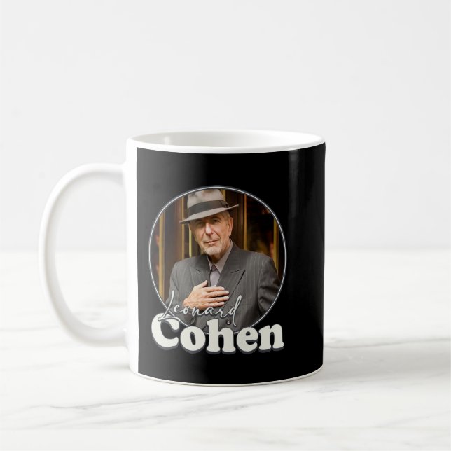Caneca De Café Leonard Cohen Retro Retrato FanArt Tributo (Esquerda)