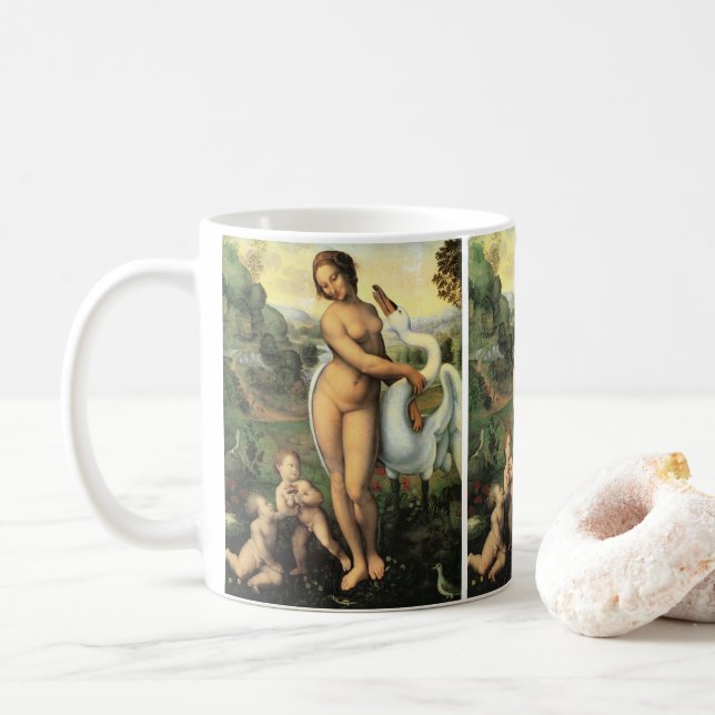 Caneca De Café Leonardo da Vinci, Leda e o Cisne (Com Donut)