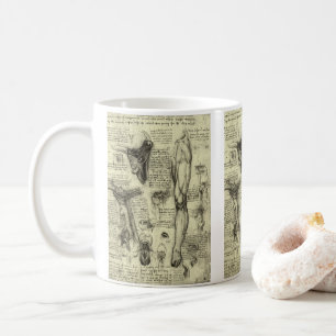 Caneca De Café Leonardo da Vinci Vintage Anatomia Humana Laringe