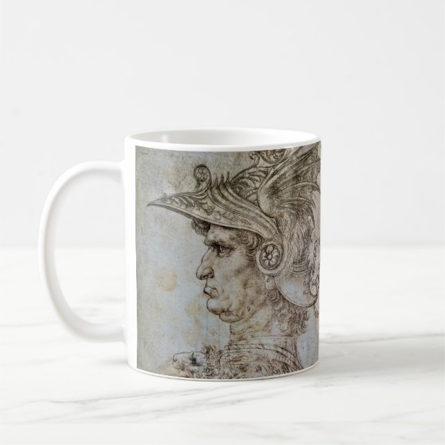 Caneca De Café Leonardo's Helmeted Warrior (Esquerda)