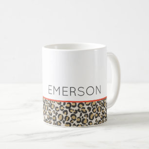Caneca De Café Leopard Animal Print Neutro Chic NAME