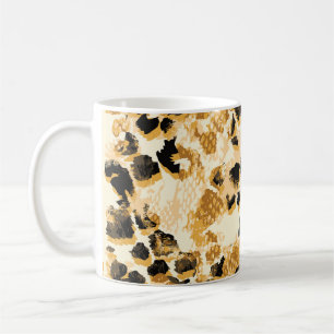 Caneca De Café Leopard Chic: Elegância de Padrão Vintage.