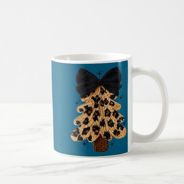 Caneca De Café Leopard Christmas Tree,christmas Coquette Bow Yarn (Direita)
