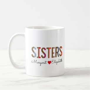 Caneca De Café Leopard Colorful Sisters Mug - Nomes Personalizado