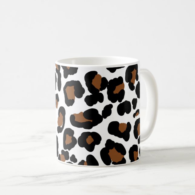 Caneca De Café Leopard Grande Impressão de Pele de Gato (Frente Esquerda)