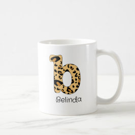 Caneca De Café Leopard Impressão Inicial Minúscula b e Nome