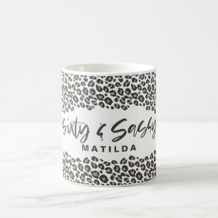 Caneca De Café Leopard imprime sessenta e sassy 60ª festa de ani