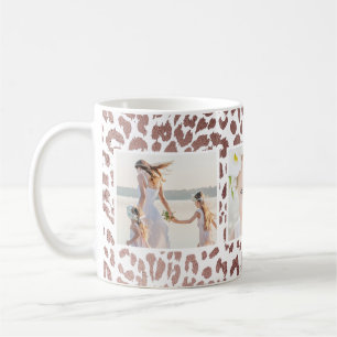 Caneca De Café Leopard Imprime Três Colagem Fotográfica