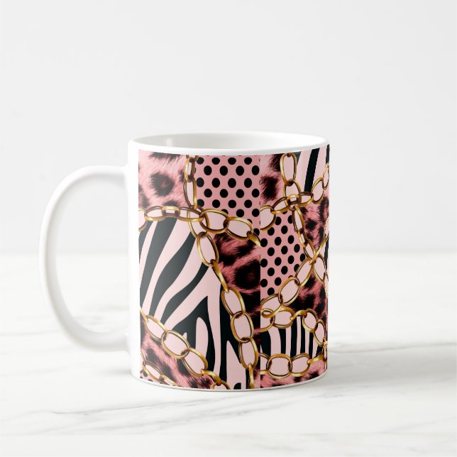 Caneca De Café Leopard Pattern, Leopard Print, Animal print,  (Esquerda)