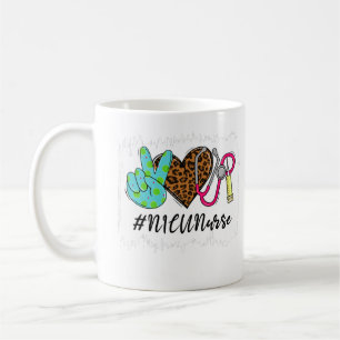 Caneca De Café Leopard Peace Love NICU Enfermeira Stethoscope Sch