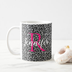 Caneca De Café Leopard Personalize o Monograma e Nome do Quente R