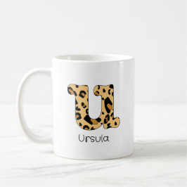 Caneca De Café Leopard Print First u Lowercase e Name