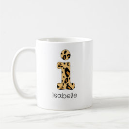 Caneca De Café Leopard Print Inicial i Minúsculas e Nome