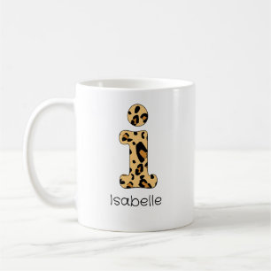 Caneca De Café Leopard Print Inicial i Minúsculas e Nome