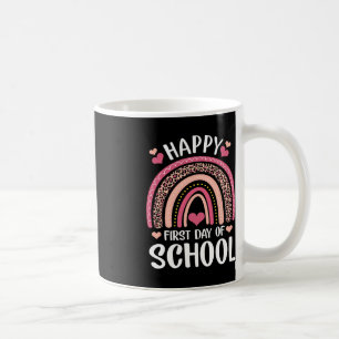 Caneca De Café Leopard Rainbow Feliz Primeiro Dia de Professora