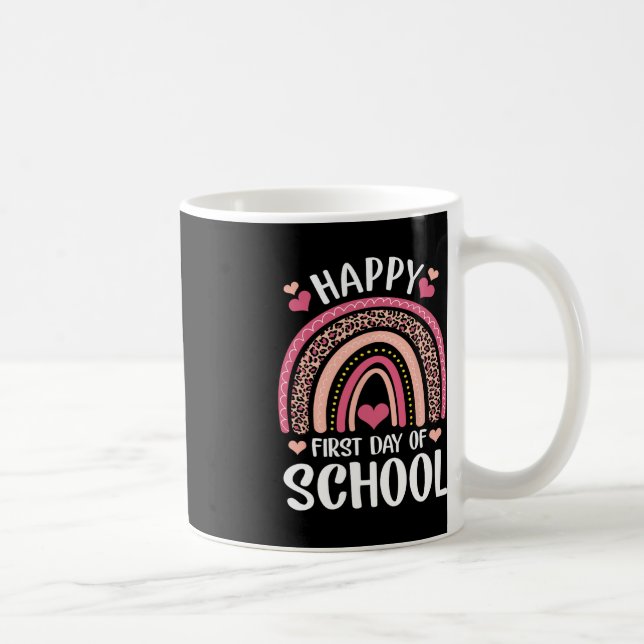 Caneca De Café Leopard Rainbow Feliz Primeiro Dia de Professora (Direita)