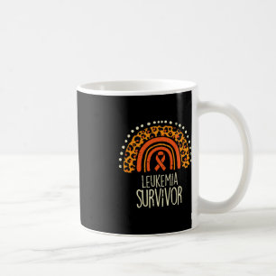 Caneca De Café Leopard Rainbow Orange Ribbon Survivent Leucemia A