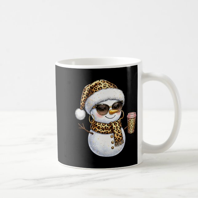Caneca De Café Leopard Snowman With Sungles Funny Christmas Women (Direita)