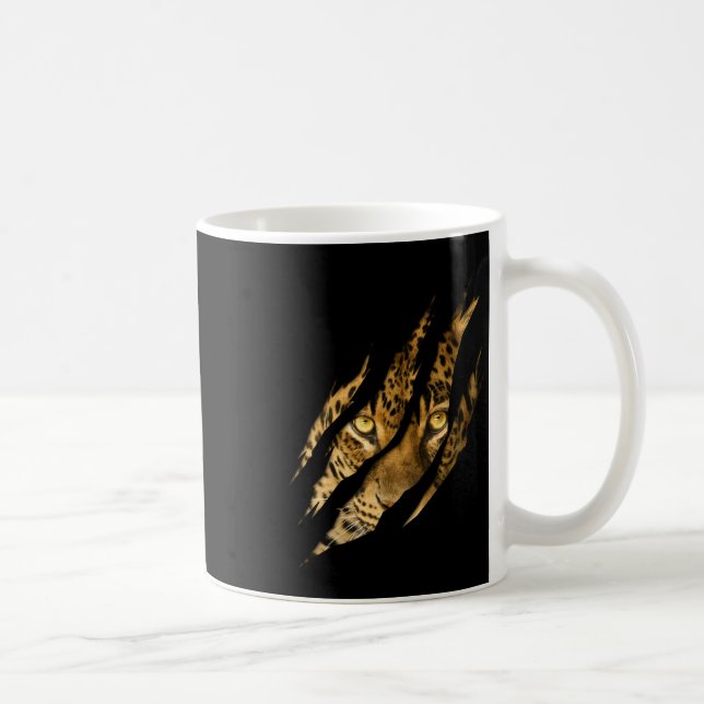 Caneca De Café Leopardo Cheetah Tiger Leopard Face Lion Cat Appar (Direita)
