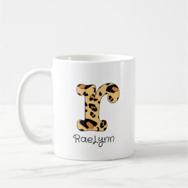 Caneca De Café Leopardo Imprimir Inicial ou Minúscula e Nome