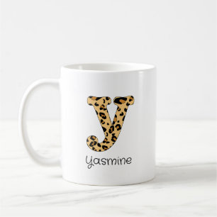 Caneca De Café Leopardo Imprimir Inicial y Minúscula e Nome