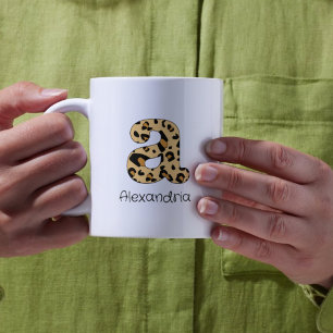 Caneca De Café Leopardo Imprimir Inicialmente uma Minúscula e Nom