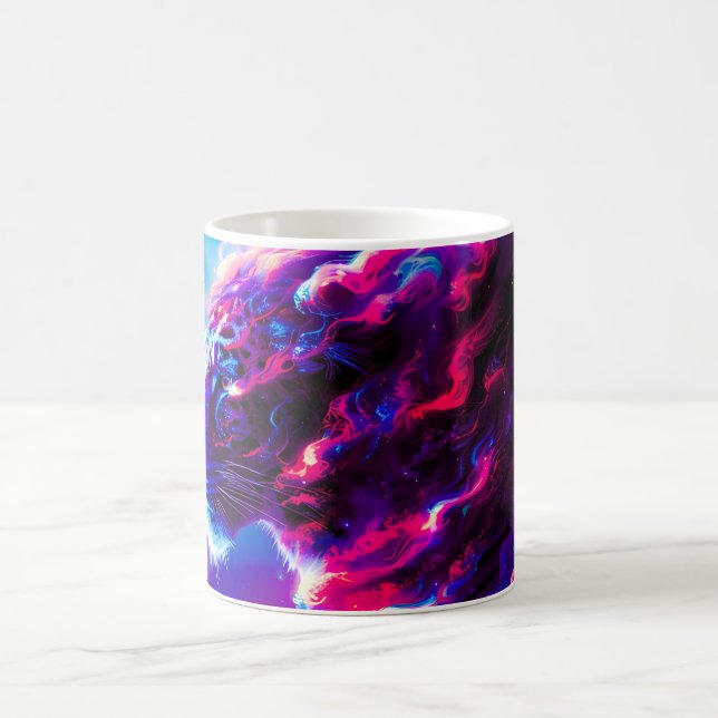 Caneca De Café Leopardo Neon Cósmico Futurista (Centro)
