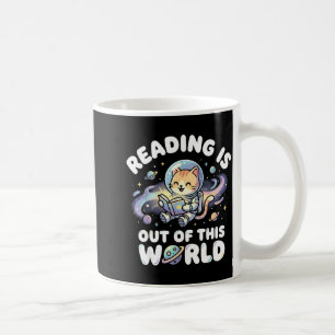 Caneca De Café Ler é fora deste mundo livros de espaço de gato en