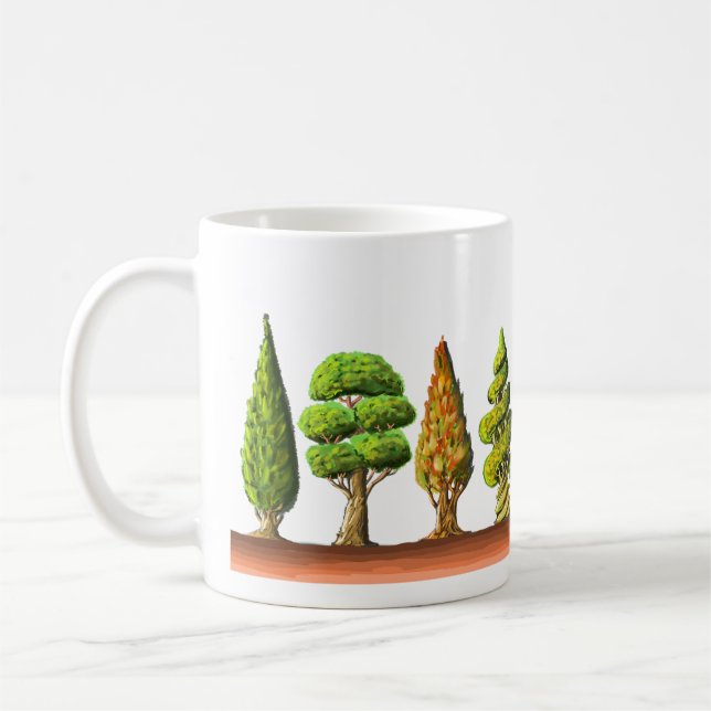 Caneca De Café Les cyprès en dessin couleurs (Esquerda)