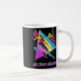 Caneca De Café Les Trois Vallees Vibrant Skiing Colorful Geometri