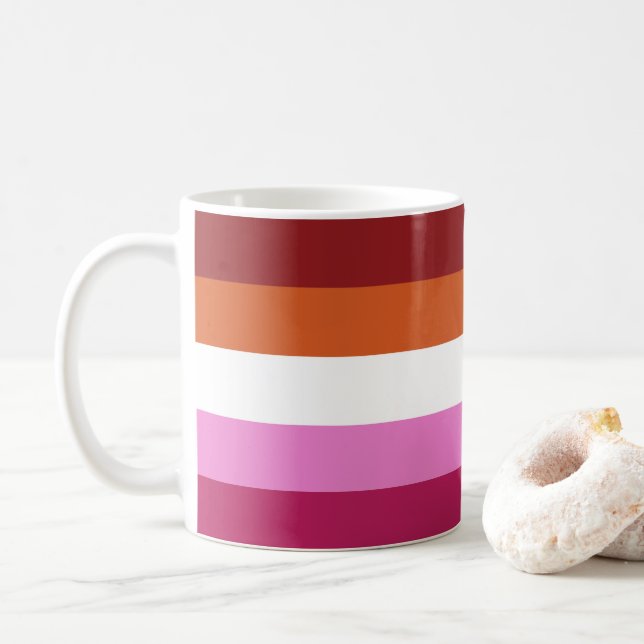 Caneca De Café Lésbica Sinalizador Cores de Café Mug (Com Donut)