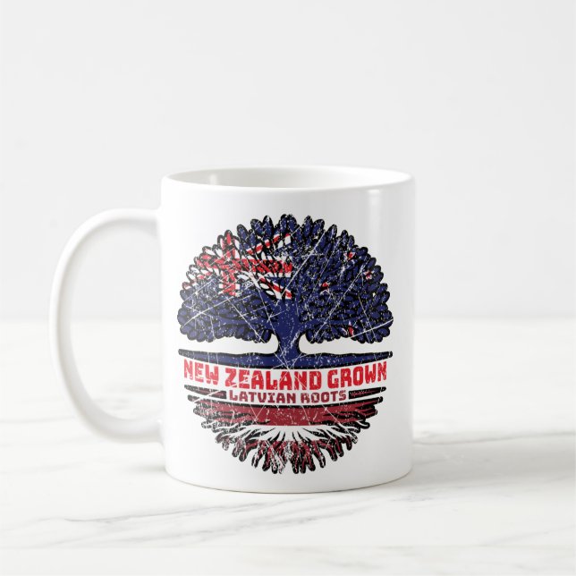 Caneca De Café Letónia Nova Zelândia — Root de Árvore da Nova Zel (Esquerda)