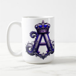 Caneca De Café Letra A Majestosa Ornamentada com Coroa