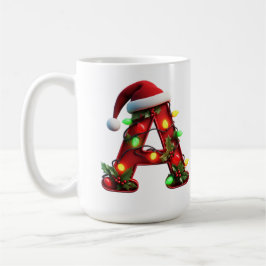 Caneca De Café Letra A Vermelha Natalícia Decorada Festivamente