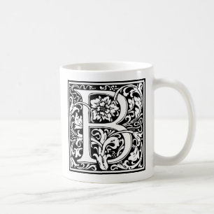 Caneca De Café Letra B Monograma Medieval Arte Nova
