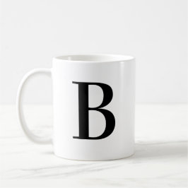 Caneca De Café Letra B Monograma Preta Personalizada