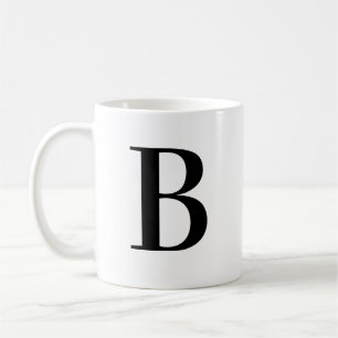 Caneca De Café Letra B Monograma Preta Personalizada