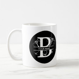 Caneca De Café Letra B - Monograma Preto e Branco