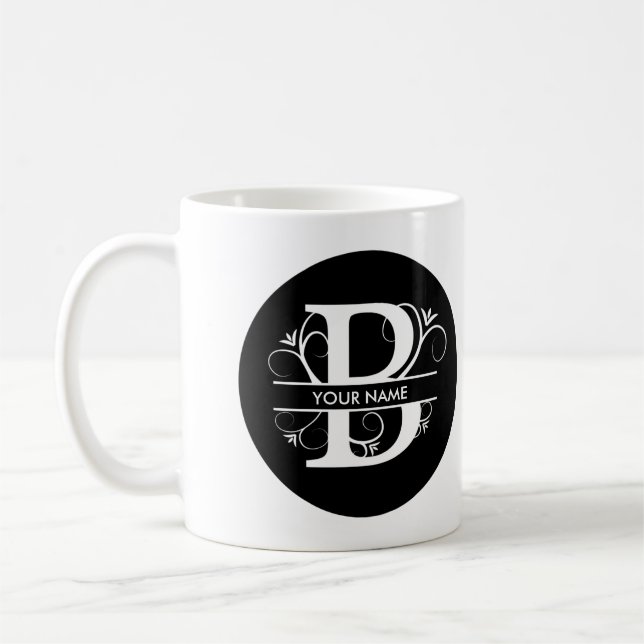 Caneca De Café Letra B - Monograma Preto e Branco (Esquerda)