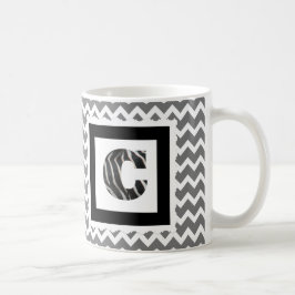 Caneca De Café Letra "C" do impressão da zebra Chevron