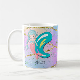 Caneca De Café Letra C Monograma Aquarela Enfermeiro de Sereia Cu
