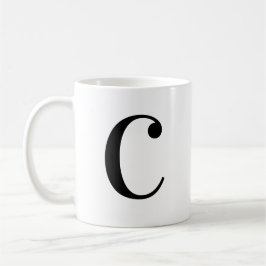 Caneca De Café Letra C Monograma Preta Personalizada
