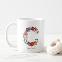Letra C | Whimsical Floral - Letra Monograma I Mug