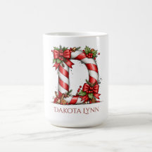 Letra D de Alphabet de Candy Cane 15 oz Natal