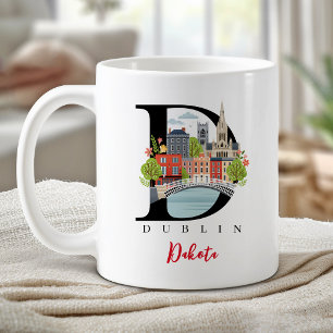 Caneca De Café Letra D Monograma de Dublin Presente Personalizado